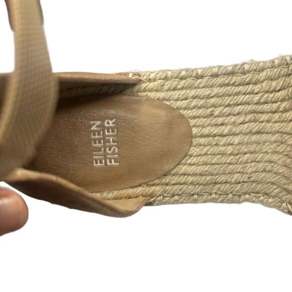 Eileen Fisher Espadrille Sandal 10 Closed Toe Ankle Strap Casual Brown Tan Lala - Picture 10 of 11
